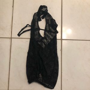 Black Lace Detail Bra Clip Dress